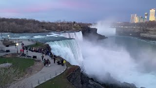 Watch Visitors begin to arrive at Niagara Falls for eclipse viewing [upl. by Ardek]