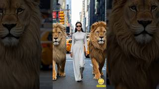 cool lady and lions2 agt americasgottalent [upl. by Jarvey]