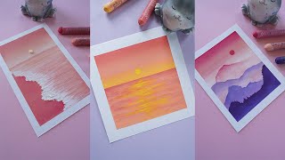 5 Easy Oil Pastel Sunset Drawing Ideas [upl. by Mccafferty]