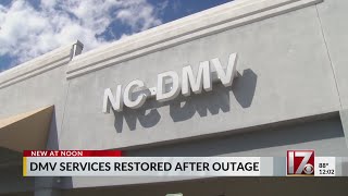 NC DMV services restored after morning outage [upl. by Eellac]