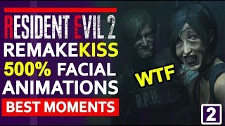 Resident Evil 2 Remake kiss but 500 facial animations  Best moment 😱😍funny clips re2 2 [upl. by Mosra]