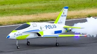 SWEDISH POLIS JET AMAZING RC JET MODEL FUTURA  Jet Power Fair 2016 [upl. by Iturhs]