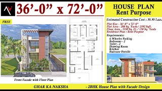 36 x 72 Feet Ghar ka Design  1350 Sqft Floor Plan  288 Gaj ka Makan  4BHK House Plan [upl. by Koblas747]