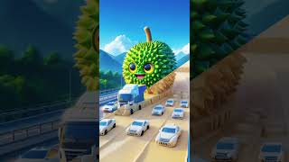 Caterpillars Journey Big Durian Fruits Truck Adventure 🚚🍊🐛 cat cute love shorts [upl. by Olshausen]