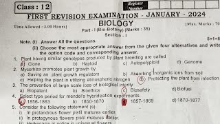 12th Biology First Revision Exam Original Question paper 2024 [upl. by Oiludbo358]