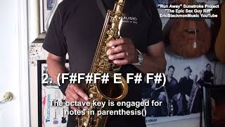 EPIC SAX GUY Alto Sax Riff Lesson RUN AWAY Sunstroke Project EricBlackmonGuitar [upl. by Lipinski101]