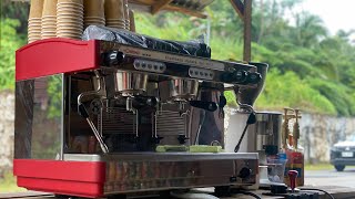 Street Coffee using La Cimbali 2 group Espresso Machine☕️😊 streetcoffee lacimbali lacimbalim27re [upl. by Haerdna342]