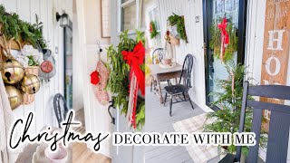 CHRISTMAS DECORATE WITH ME  FRONT PORCH AND ENTRYWAY  CHARLOTTE GROVE FARMHOUSE [upl. by Tronna396]