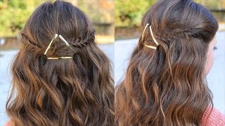 How to Create a Barrette Tieback  Hair Tutorials  Cute Girls Hairstyles [upl. by Pronty39]