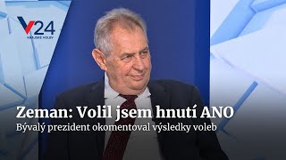 Miloš Zeman Volby jsou pro ANO úspěch hnutí jsem volil  Volby 2024 [upl. by Anavi]