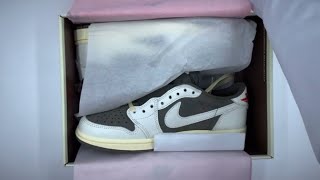 Jordan 1 low x travis Scott REVERSE MOCHA Unboxing and review tksneakerscom [upl. by Ortensia154]