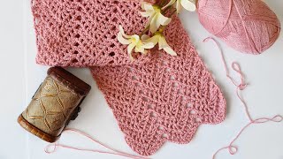 HOW TO CROCHET LACY STITCH FOR SCARF WITH DOUBLE CROCHET [upl. by Figone355]