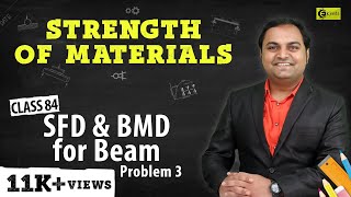 SFD and BMD for Beam  Problem 3  Shear Force and Bending Moment Diagram  Strength of Materials [upl. by Basilio]