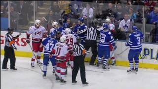 Colby Armstrong Fills in Zach Boychuk with a Huge Hit  Feb 3rd 2011 HD [upl. by Rexfourd773]