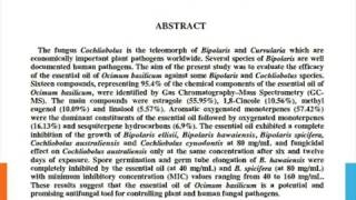 Chemical Composition and Fungicidal Effects of Ocimum basilicum Essential Oil on Bipolaris and Cochl [upl. by Bell456]