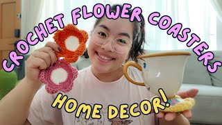 making crochet coasters for my home  crochet with me vlog went biking  playing games [upl. by Nelli]