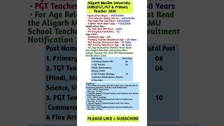 AMU TGT PGT VACANCY 2024 [upl. by Aelak]