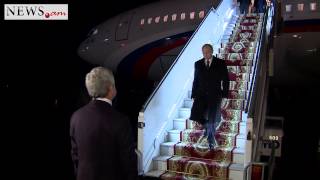 Serzh Sargsyan meets Vladimir Putin at Armenian airport [upl. by Aduh]