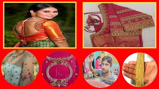 how to zardosi work in blouse  zardosi french knot in aari work [upl. by Salbu]