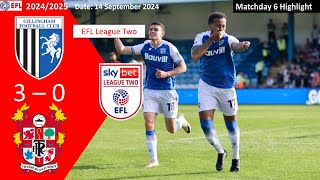 Gillingham 30 Tranmere Rovers Matchday 6 202425 EFL League Two Highlight [upl. by Helms]