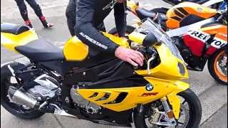 BMWs1000RR vs CBR1000RR vs GSXR750 vs CBR600RR vs BUELL startup and exhaust sound [upl. by Anoyet]