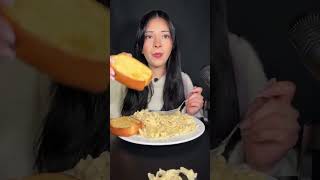 Alfredo pasta asmr mukbang 🍝 📹  kittyfoodies mukbang asmr eatwithme foodie asmrsounds [upl. by Aivitnahs]