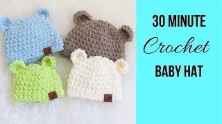 Easy crochet baby hat for newborn 03 months 88 [upl. by Waldner]