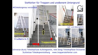 wwwteleskopleitercom Die Treppenleiter die auf jeder Treppe steht [upl. by Nivlad]