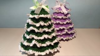 Albero Natale Uncinetto Tutorial 🎄 Christmas tree Crochet 💚 Arbol de Navidad  Arvore de Natal [upl. by Navlys146]