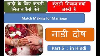 नाड़ी दोष Hindi Nadi Dosha Match Making of Horoscope Kundali Milan Guna Milan Part 5 in Hindi [upl. by Stefano]