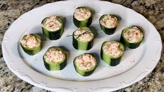 SHRIMP SALAD in CUCUMBER BOATS  Easy APPETIZER or Healthy SNACK [upl. by Jorey]