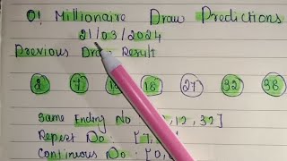 o millionaire draw prediction March 21 2024 in English [upl. by Odnarb]