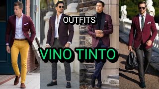 OUTFITS con BLAZER y SACO VINO TINTO y rojos oscuros para hombre [upl. by Ardnekan332]