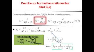 Décomposition dune fraction rationnelle en éléments simples dans CX [upl. by Maiah]