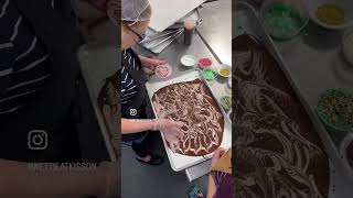 Making peppermint bark in NYC with Roni Sue chocolateloversunite  chocolateoverload [upl. by Iden357]