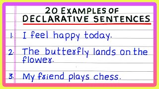 DECLARATIVE SENTENCES  5  10  20 Examples of DECLARATIVE SENTENCES  in English Grammar [upl. by Kcirneh888]