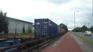 Class 09 002 passes Trafford Park Barton Dock road with Freight 19712 [upl. by Macnair]