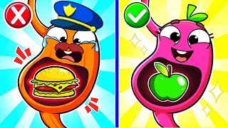 Junk Food and Healthy Food REMIX  🌮🍕🥪Bubbly tummy   More Kids Tales by Pit amp Penny Tales [upl. by Hammond]