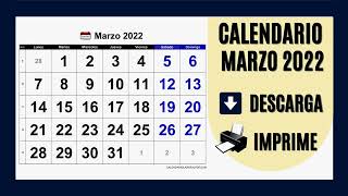 CALENDARIO MARZO 2022 PARA IMPRIMIR Y DESCARGAR GRATIS [upl. by Adnov992]