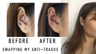 SWAPPING MY ANTITRAGUS JEWELRY FOR A HOOP VLOG  inspiroue [upl. by Swigart]