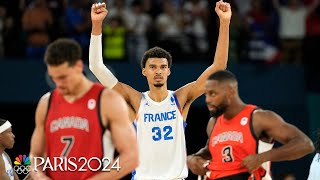 France keeps Canada at arms length in mens basketball quarterfinal win  Paris Olympics [upl. by Aynosal511]