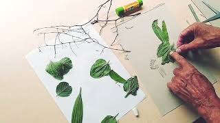 How to make a Collagraph A playful relief print using card leaves amp twigs by Rob the Art Teacher [upl. by Ennaeus876]