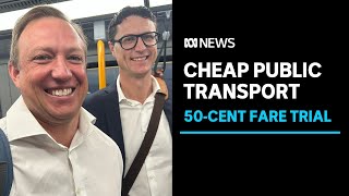 Queensland taps into cheap transport as 50cent trial begins  ABC News [upl. by Eineg]