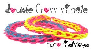 Double Cross Single Rainbow Loom Bracelet Tutorial [upl. by Andra6]