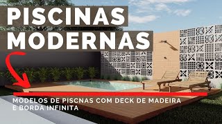 10 MODELOS DE PISCINAS MODERNAS COM DECKS DE MADEIRAS E PORCELANATO  02 [upl. by Saidee]