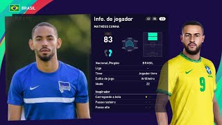 Editar Face Habilidades Matheus Cunha Seleção Olimpica PES 2021 Usando Copiar Base [upl. by Lativa]