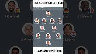 Starting lineup REAL MADRID VS VFB STUTTGART  UEFA CHAMPIONS LEAGUE [upl. by Nitsug]