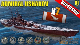 SUPERSHIP Admiral Ushakov 7 Kills amp 195k Damage  World of Warships Gameplay [upl. by Noskcire]