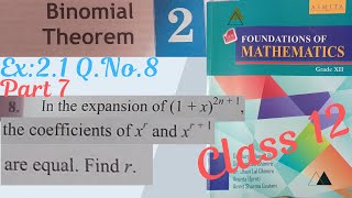 Class 12Binomial TheoremEx21 part 7 Qno 8 all neb class12 viralvideo [upl. by Gambrill419]