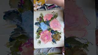 Sketchbook FUN holbein gouache neocolor paintingflowers artwork [upl. by Ennaeus167]